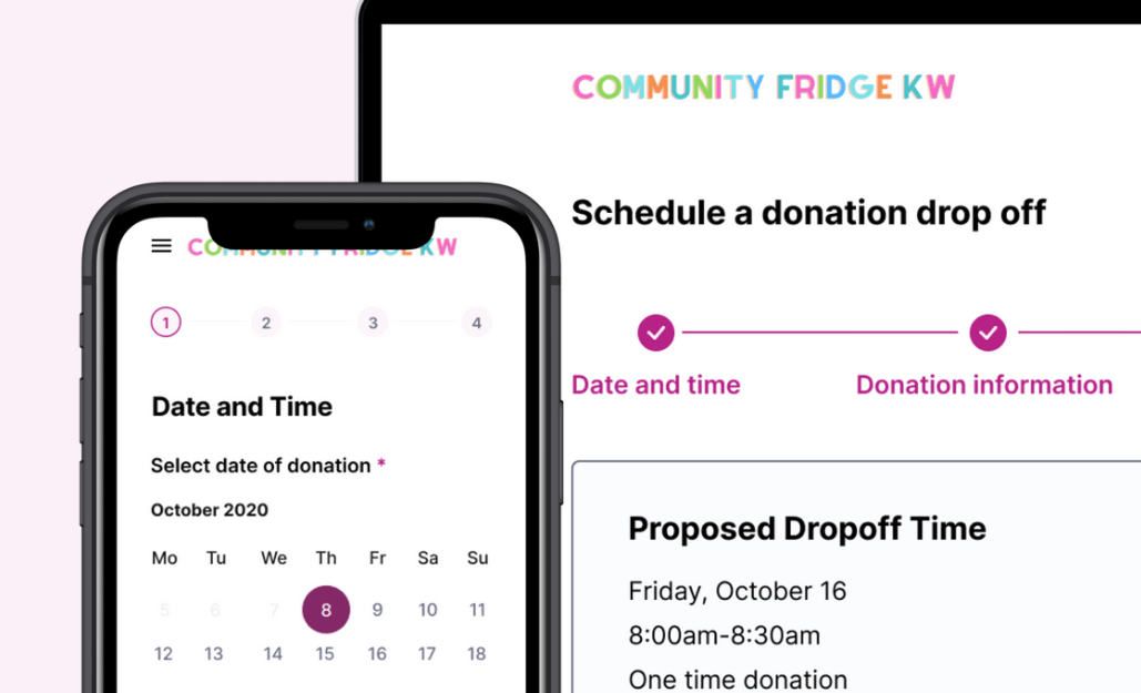 A multi-step donation scheduling flow for Community Fridge KW